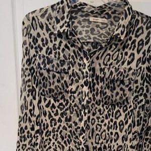 Sheer long sleeve animal print blouse 2XL